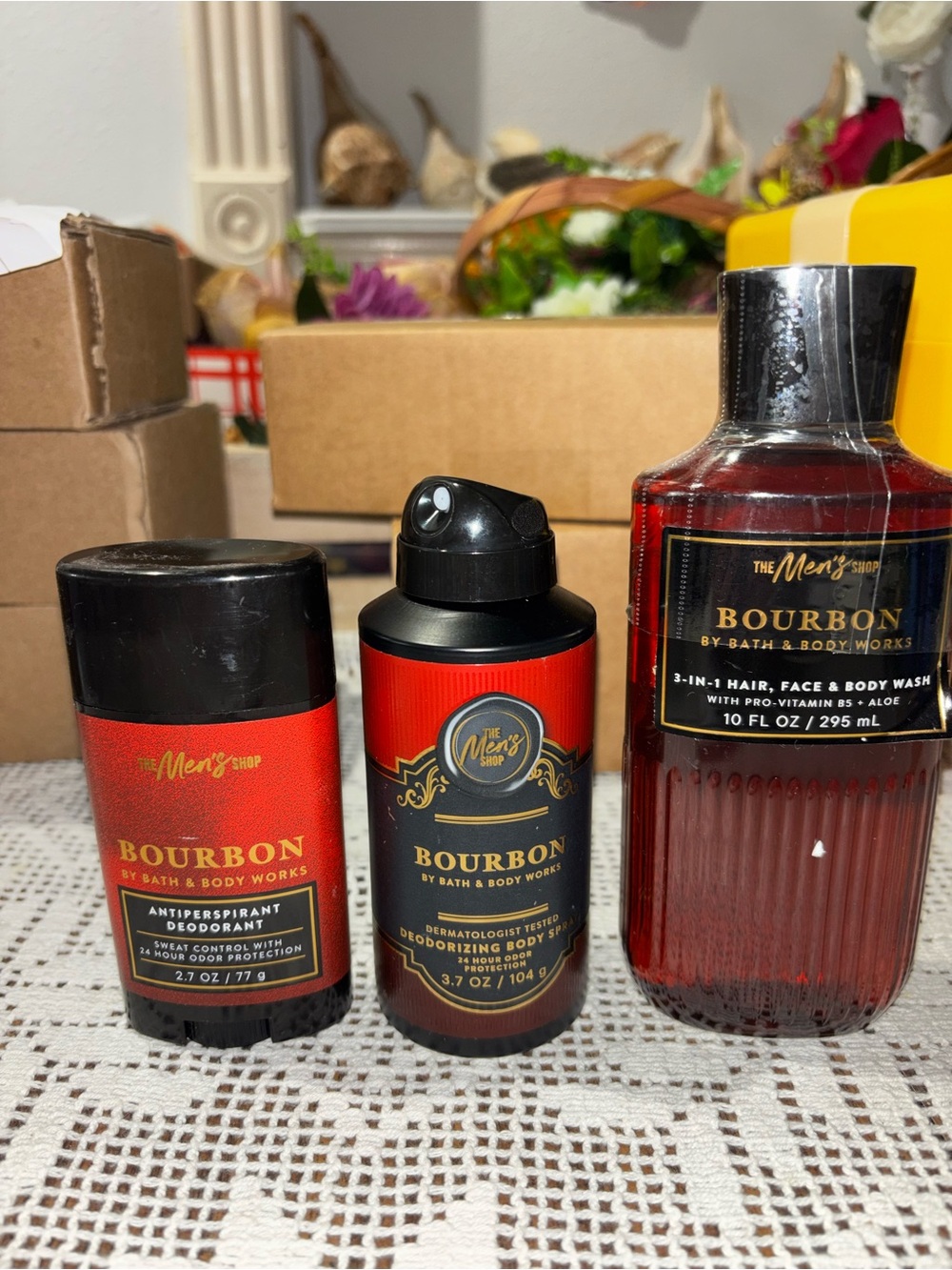 (2026) Bath & Body Works Bourbon Men’s Grooming Trio — Red & Black